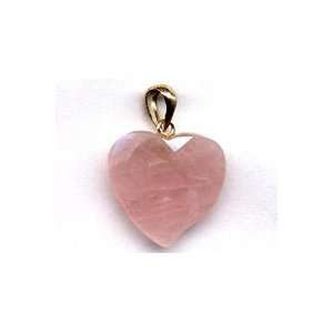  Rose Quartz Asymmetrical Heart Pendant Arts, Crafts 