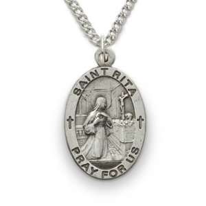   St. Rita, Patron of Impossible Cases Medal on 24 Chain Jewelry