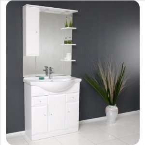   06 Letaro White Modern Bathroom Vanity with Shelves