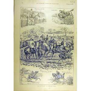  1894 Jumps Jumpers Sheep Hurdle Hunting Hunters Print 