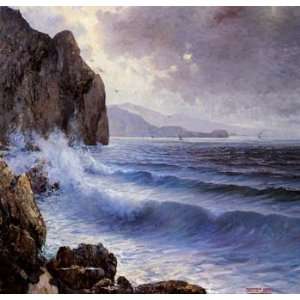  12X16 inch Pratella Attilio A Rocky Coast Canvas Art 