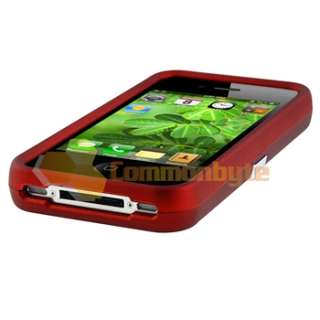 Red w/ Chrome Stand Hard Cover CASE+Anti Glare LCD Protector for 