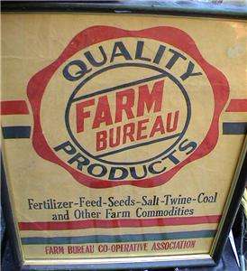 Antique FARM BUREAU CoOperative Quality Products Poster  