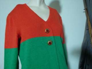 ANTONELLA PREVE NY COLOR BLOCK SWEATER DRESS WITH JEWEL LIKE BUTTONS