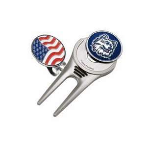  Connecticut Huskies Divot Tool Hat Clip with Golf Ball 