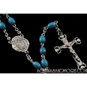    Rosary with Oval Blue Aurora Glass Beads: Arts, Crafts & Sewing
