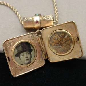 Antique Locket Slide Necklace Gold Filled Hand Engraved Inside Xmas 