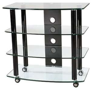  TransDeco Clear Glass High Boy TV Stand / Cart