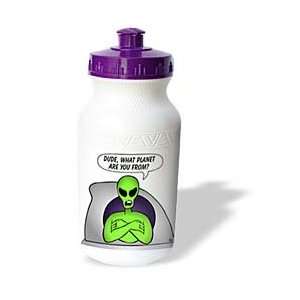   UFOs   ALIENS AND UFOS alien planet on white   Water Bottles Sports
