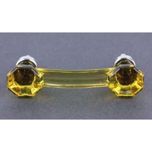 Amber Glass Pull   Octagon w/ Chrome 3 