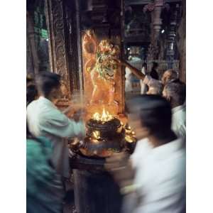  Worshippers at a Shrine Inside the Sri Meenakshi Temple 