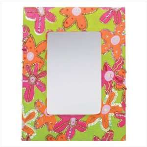  FLORAL FABRIC FRAMED MIRROR