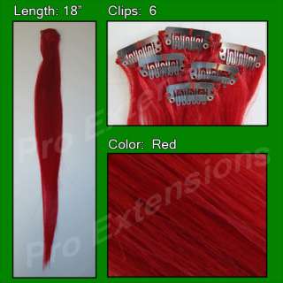 Red Remy Clip On In Human Hair Extensions highlights  