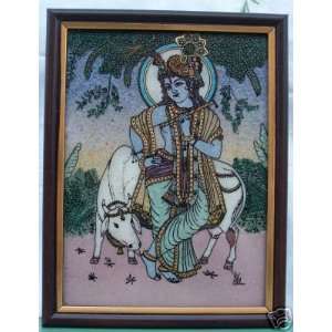  Krishna standing with his cow, Gem Stone Art Painting 