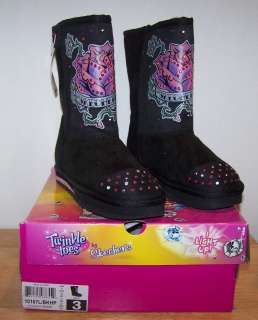 Girls SKECHERS TWINKLE TOES Itsy Bitsy Light Up Boots Black NEW! U 