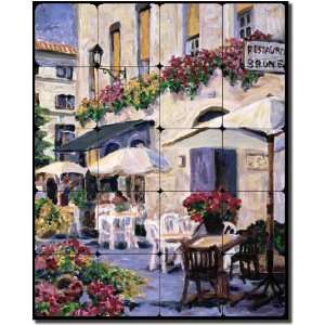  Avignon Cafe by Joanne Morris   Tumbled Marble Tile Mural 
