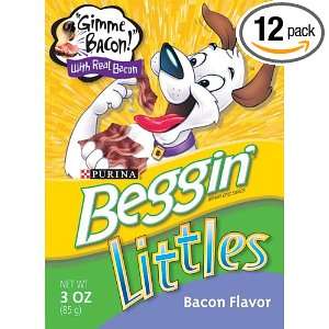 Beggin Littles, Bacon Flavor Dog Snacks, 3 Ounce Bags (Pack of 12)