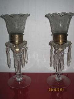 PAIR OF 19TH CENTURY ENGLISH LAMPS W/BRONZE DECOR,NoRes  