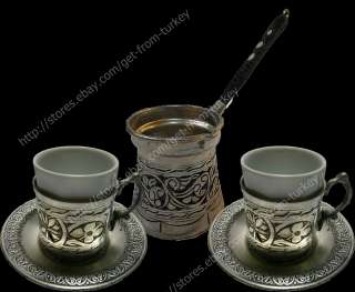 Espresso & Turkish Coffee Set Handmade Copper Cup Pot  