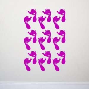   FEET PRINTS Vinyl Wall Decal Sticker Set  Vinyl Color: Fuchsia Pink