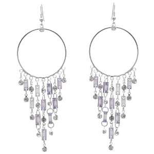  Bailee Silver Lilac Crystal Hook Earrings: Jewelry