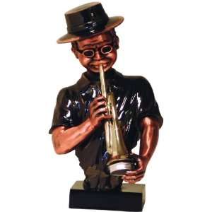  Jazz Trumpet Player Statue   Dark Copper Finish