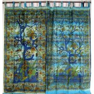  2 Tree of Life Exotic Cotton India Print Curtains Panel 