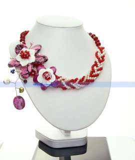 to steal them quickly designer pearl crystal agate flower necklace