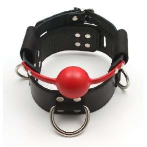  Mr S Leather Deluxe Ball Gag Slave Collar   Large, Red 