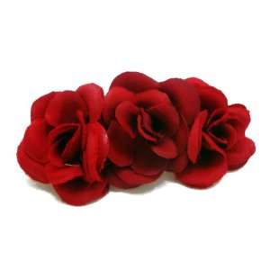  NEW Red Triple Rose Hair Flower Clip, Limited.: Beauty
