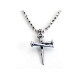  Necklace Smooth Triple Nail Cross 18 Ball Chain 