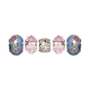  Cousin Trinkettes Glass & Metal Beads 5/Pkg Pink Crystal 
