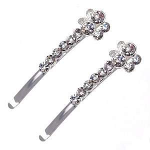  Trillium Silver Crystal Pair Hair Clips Jewelry
