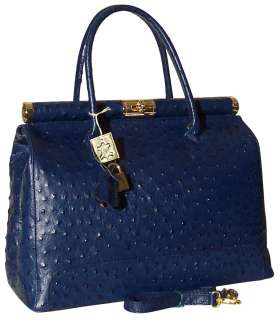 Genuine Italian Leather Hand bag Purse Tote Blue 775  