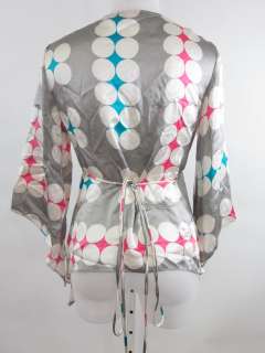 ALICE AND TRIXIE Gray Silk Embellished Blouse Sz S  