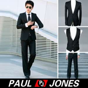 New Men’s stylish slim fit wedding Dress Suit Black  