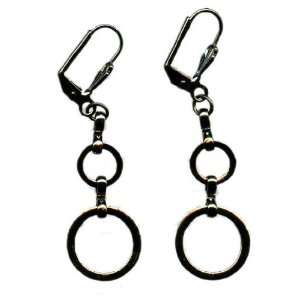  Gunmetal Drop Earrings with Open Circles: Jewelry