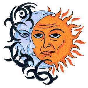 Celestial Sun and Moon Awesome Tribal Iron on Patch  