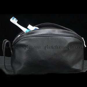  Travel Toiletry Bag, Black Leather: Home & Kitchen