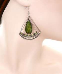 NIP Fashion Earrings Triangular Chandelier Gorgeous Stone Colors Reg 