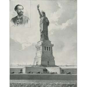  Vintage Americana Poster   The Bartholdi Statue  Bedloes 