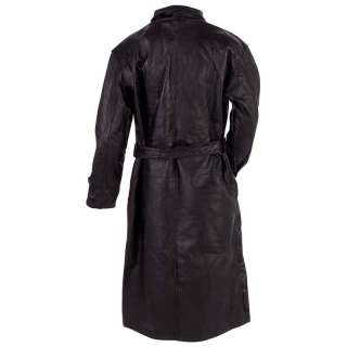 ALL SIZES** NEW MENS LEATHER BLACK LONG TRENCH COAT  