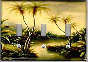 PALM TREE IN PARADISE TRIPLE LIGHT SWITCH PLATE COVER  
