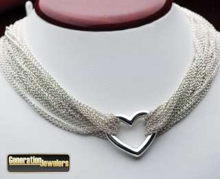 Authentic Tiffany & Co. Mesh Heart Toggle Necklace 925 Sterling Silver 