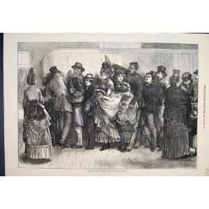  1872 Holiday Booking Excursion Train People Old Print 
