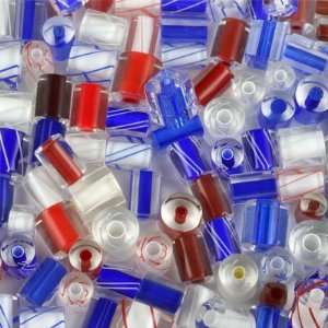  Red White Blue Mix Furnace Glass Beads: Arts, Crafts 