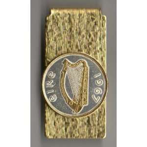   Toned Gold & Silver Irish Harp   coin   (Hinged) Money clips Beauty