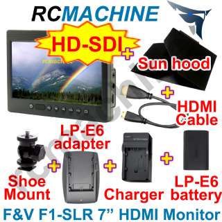F1 v2 HDMI 7 Monitor with HD SDI Input Output+Canon LP E6 battery 