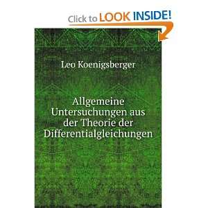   der Differentialgleichungen Leo Koenigsberger  Books
