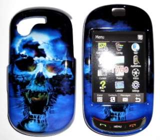 For Samsung Gravity Touch T669 Blue Skull Hard Cover  